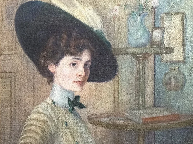 1872-Jane Atche - Autoritratto con cappello verde